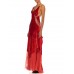 MORPHEW ATELIER Tomato Red & Gold Antique 1920'S Silk Velvet Backless Gown