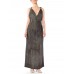 MORPHEW ATELIER Black & Gold Antique Patina Silk Lamé  Gown With Low Back And Caped Train