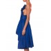 MORPHEW ATELIER Sapphire Blue  Silk Taffeta Reworked 1950S High-Low Cocktail Dress With Large Bow & Neon Orange Accents