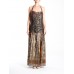 MORPHEW ATELIER Haute Couture Beaded Gown With High Slit Made From Antique Indian Sari Silk Woven Metal Fibers