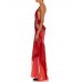 MORPHEW ATELIER Tomato Red & Gold Antique 1920'S Silk Velvet Backless Gown