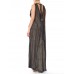 MORPHEW ATELIER Black & Gold Antique Patina Silk Lamé  Gown With Low Back And Caped Train