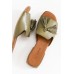 Adielia Khaki Leather Tassel Slide