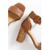 Lucinda Tan Leather Buckle Heel