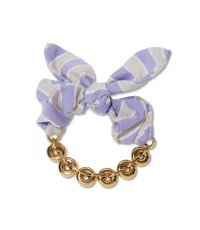 LAVENDER STRIPE SCARF BOW CHAIN BRACELET