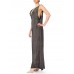 MORPHEW ATELIER Black & Gold Antique Patina Silk Lamé  Gown With Low Back And Caped Train